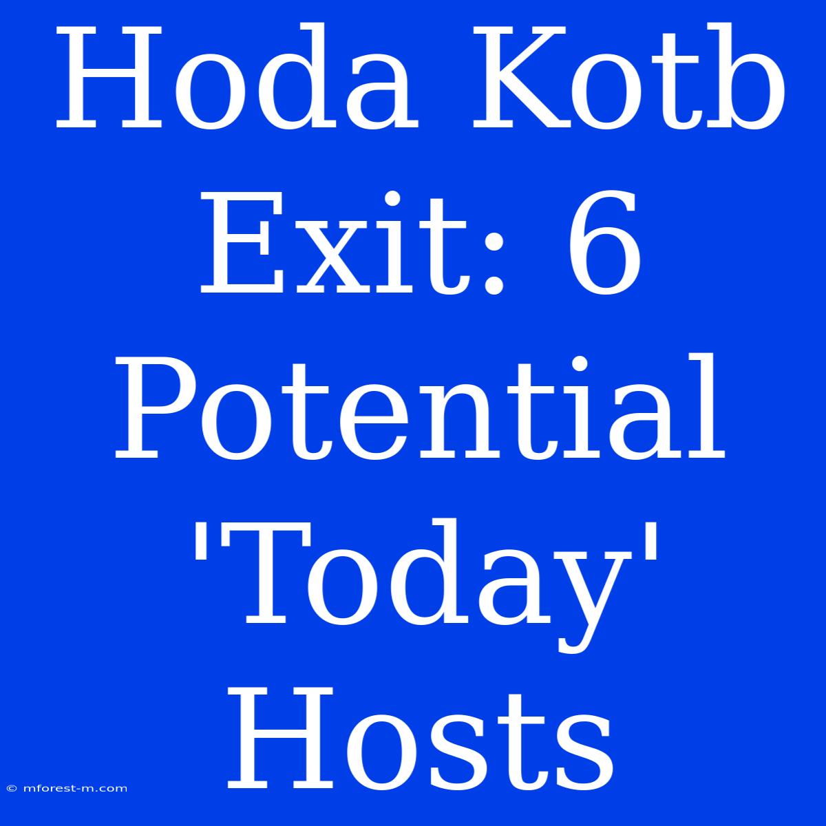 Hoda Kotb Exit: 6 Potential 'Today' Hosts