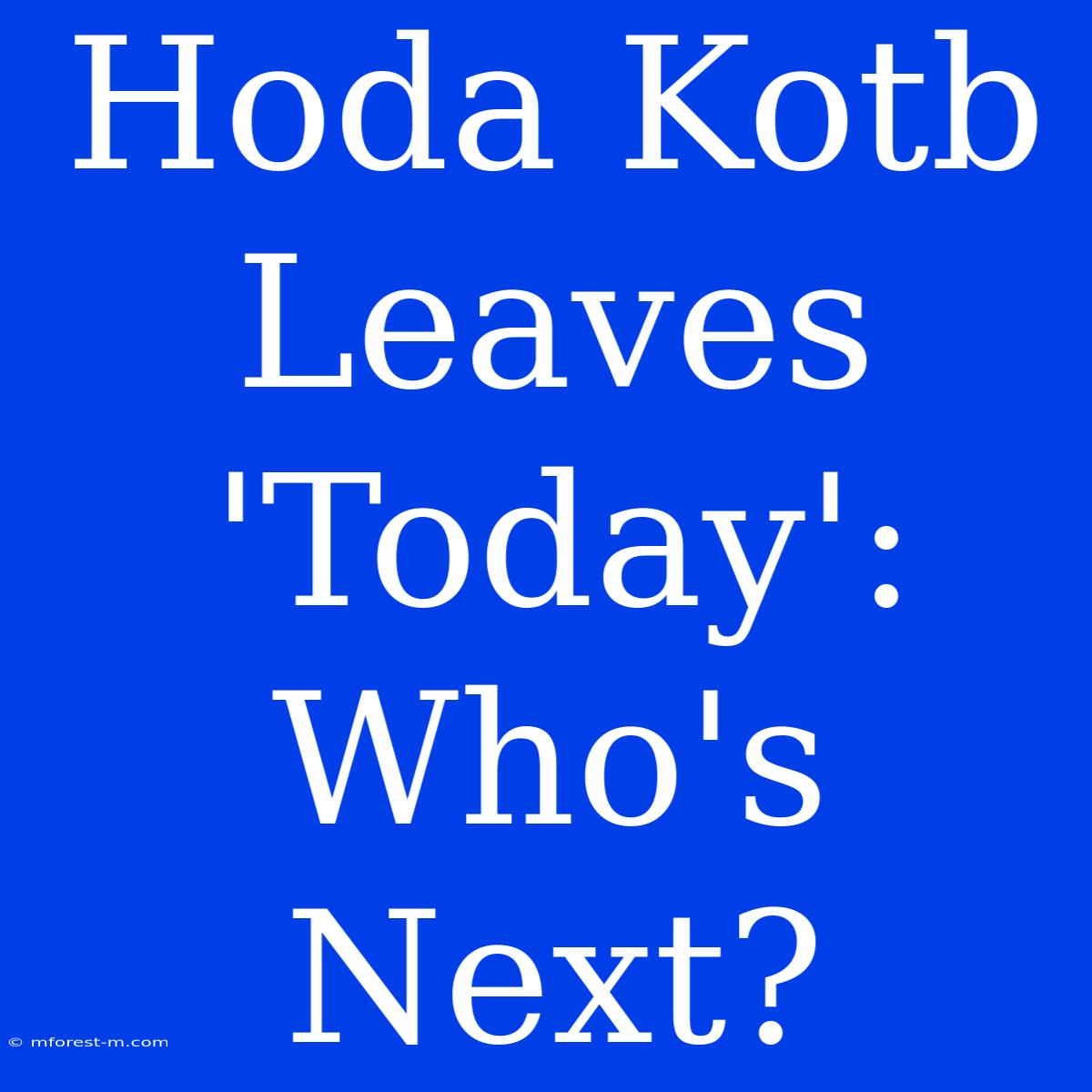 Hoda Kotb Leaves 'Today':  Who's Next?