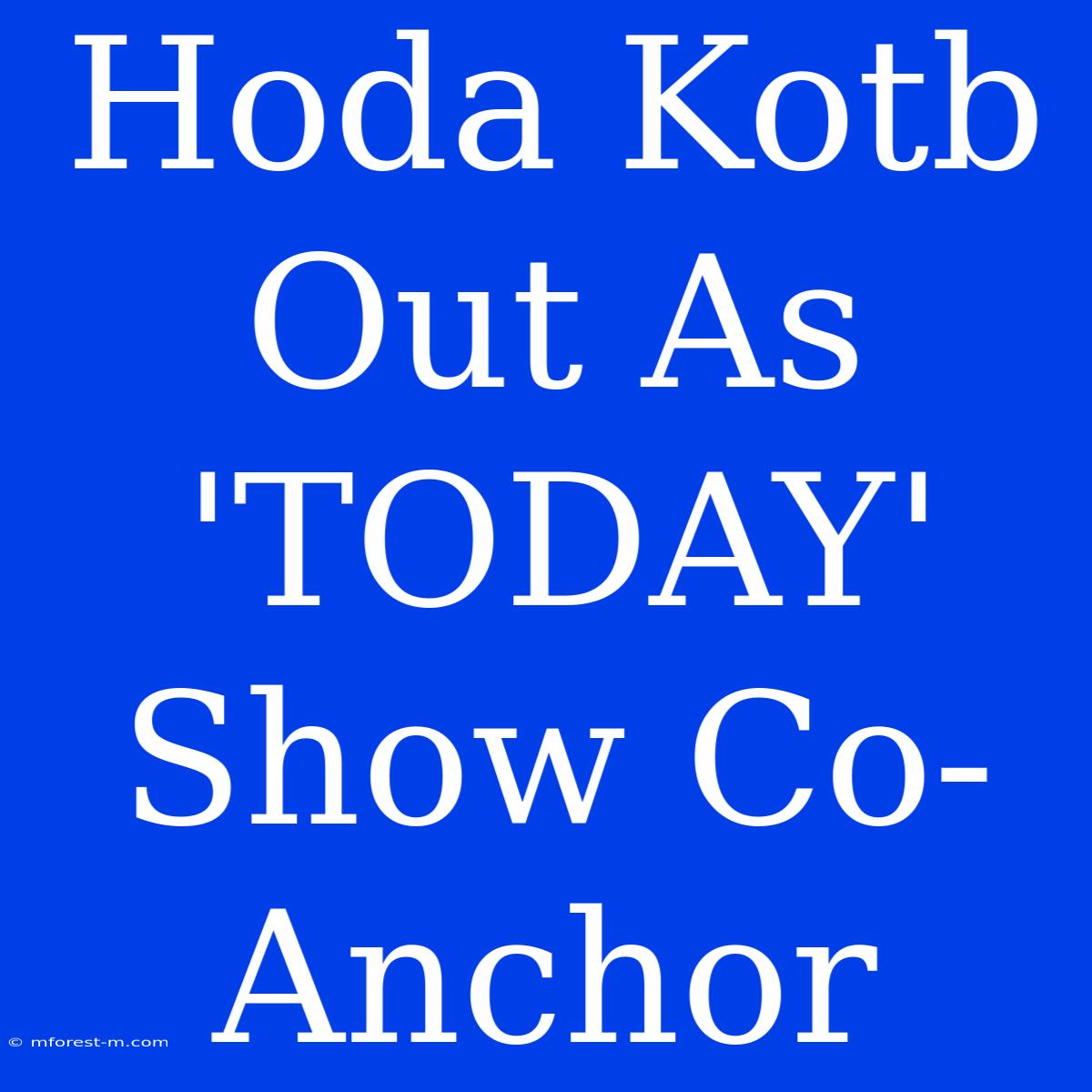 Hoda Kotb Out As 'TODAY' Show Co-Anchor