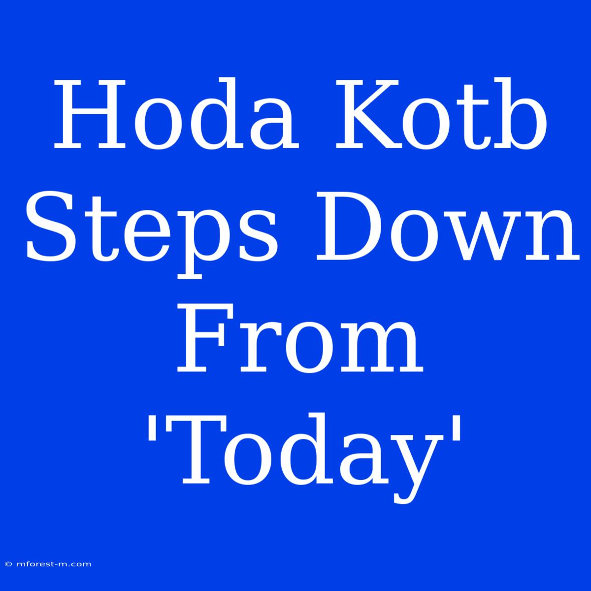 Hoda Kotb Steps Down From 'Today'