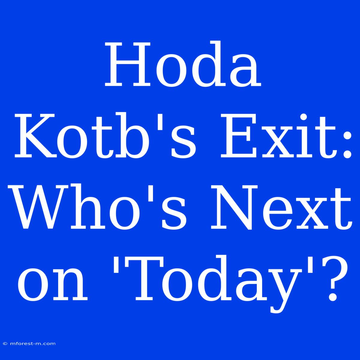 Hoda Kotb's Exit:  Who's Next On 'Today'? 