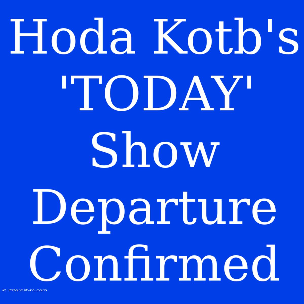 Hoda Kotb's 'TODAY' Show Departure Confirmed