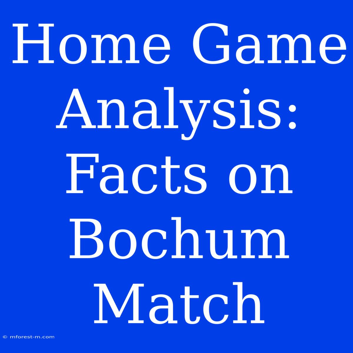 Home Game Analysis: Facts On Bochum Match