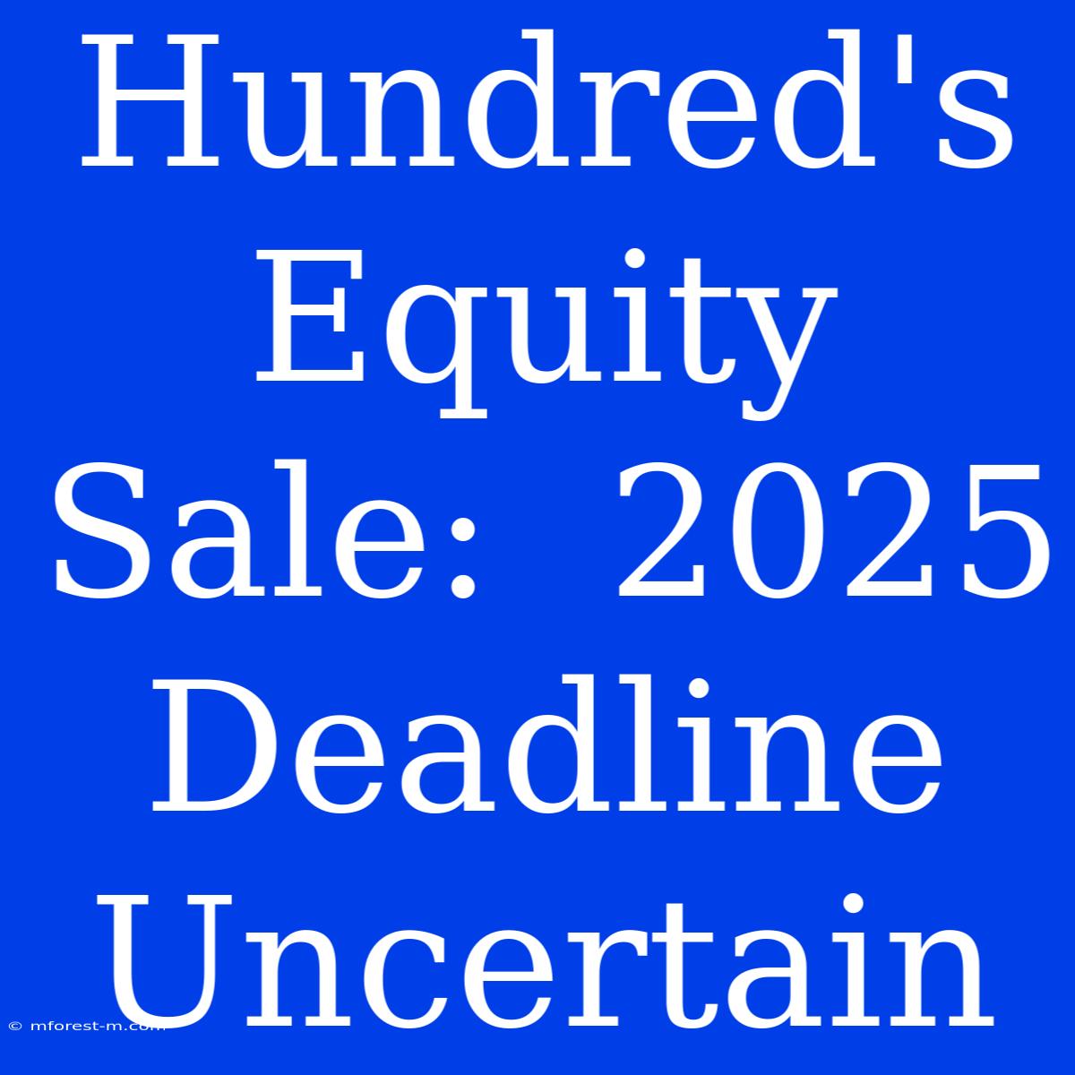 Hundred's Equity Sale:  2025 Deadline Uncertain