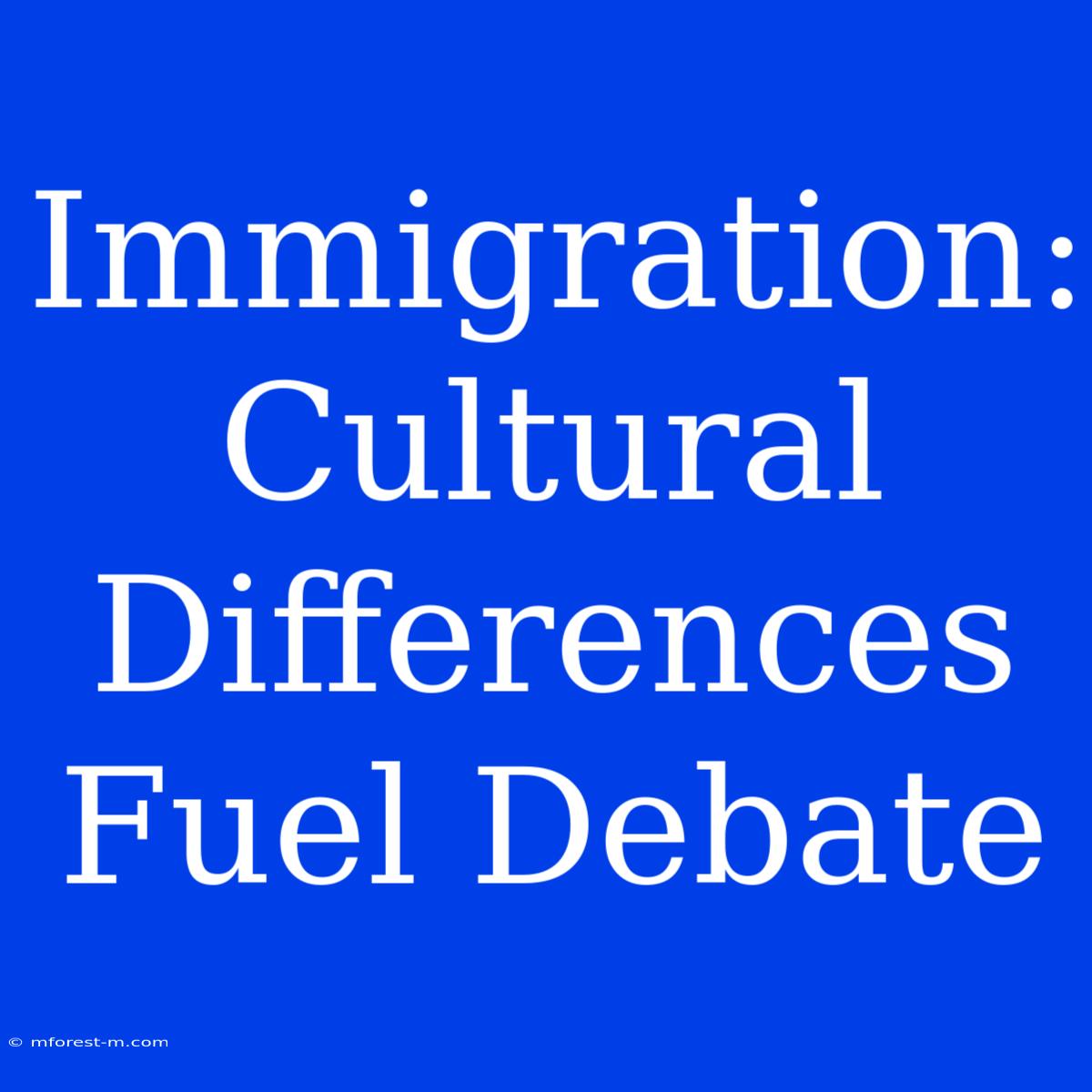 Immigration: Cultural Differences Fuel Debate