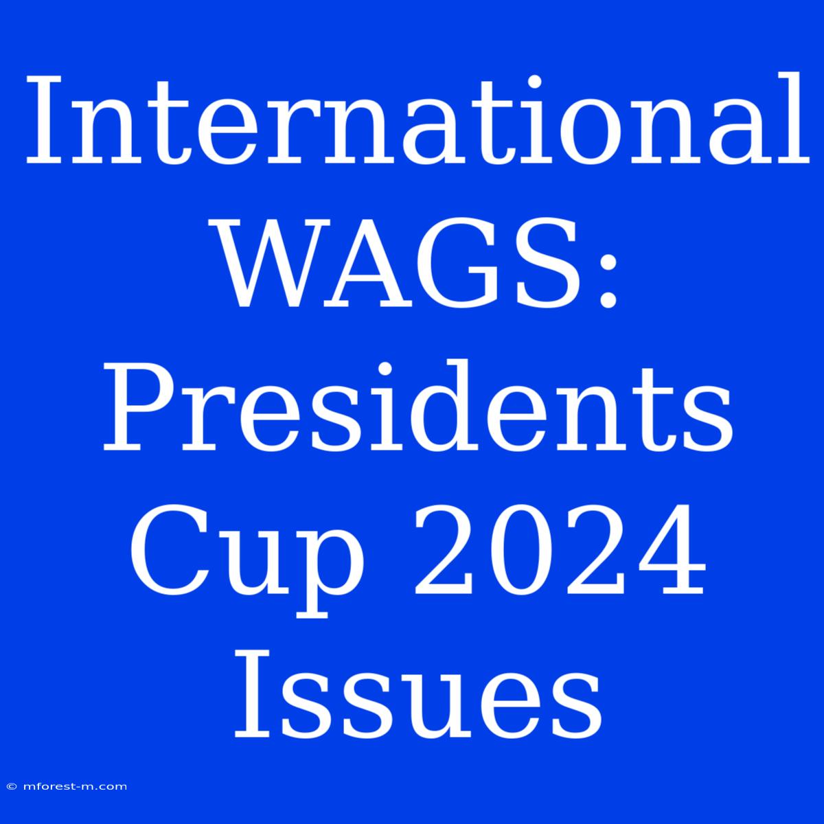 International WAGS: Presidents Cup 2024 Issues