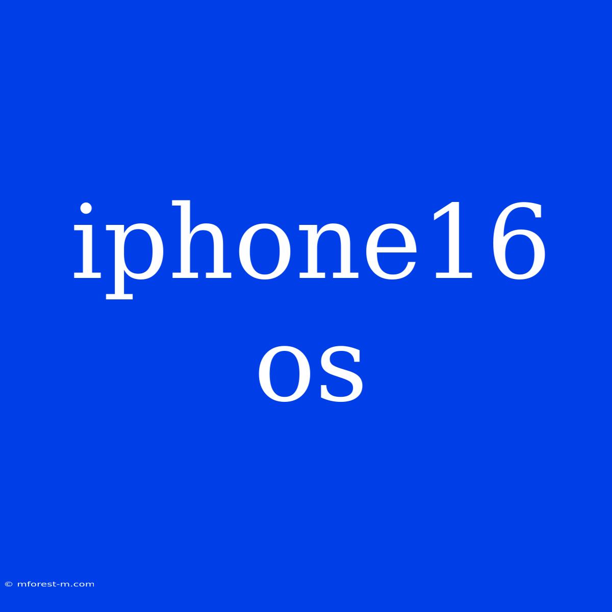 Iphone16 Os