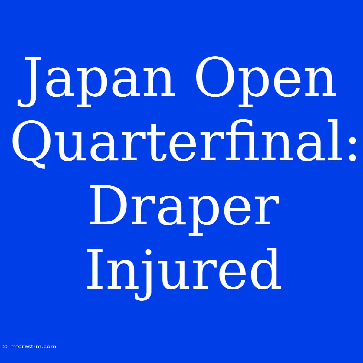 Japan Open Quarterfinal: Draper Injured