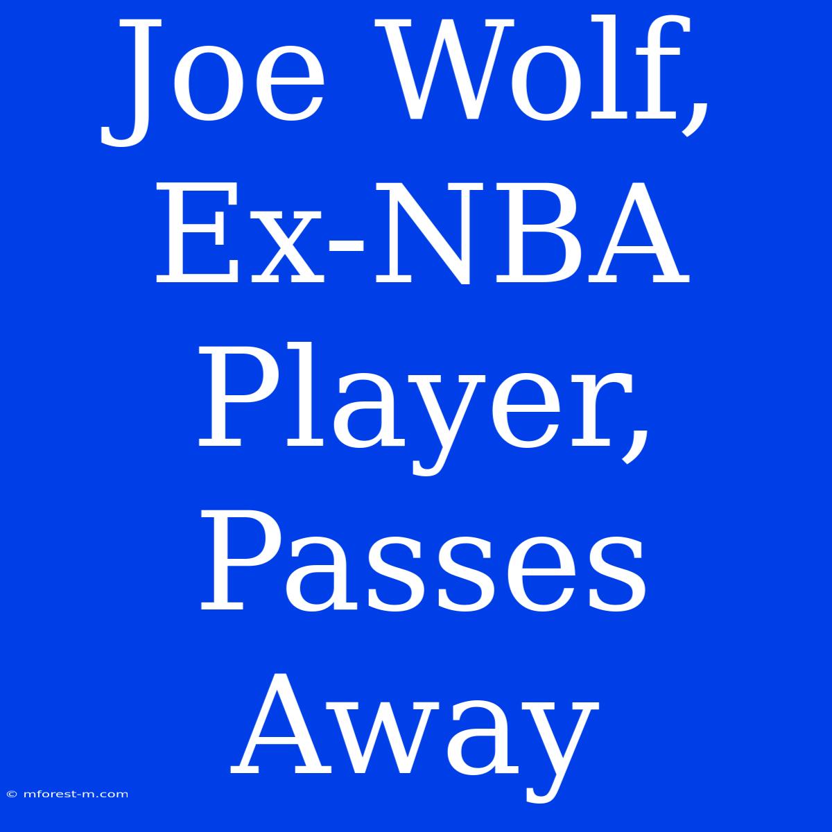 Joe Wolf, Ex-NBA Player, Passes Away