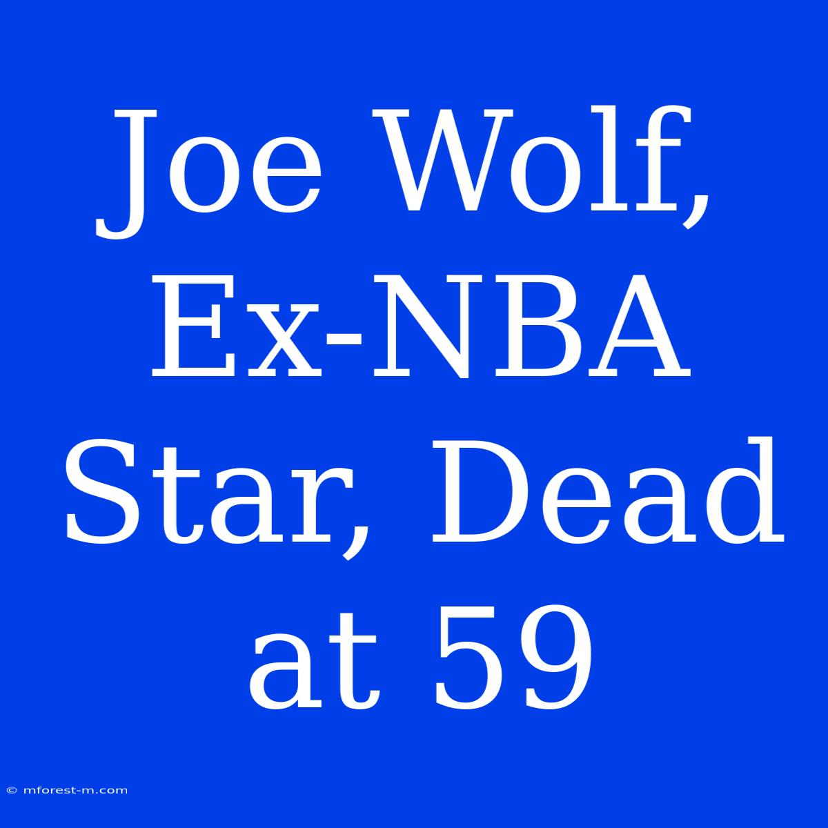 Joe Wolf, Ex-NBA Star, Dead At 59 