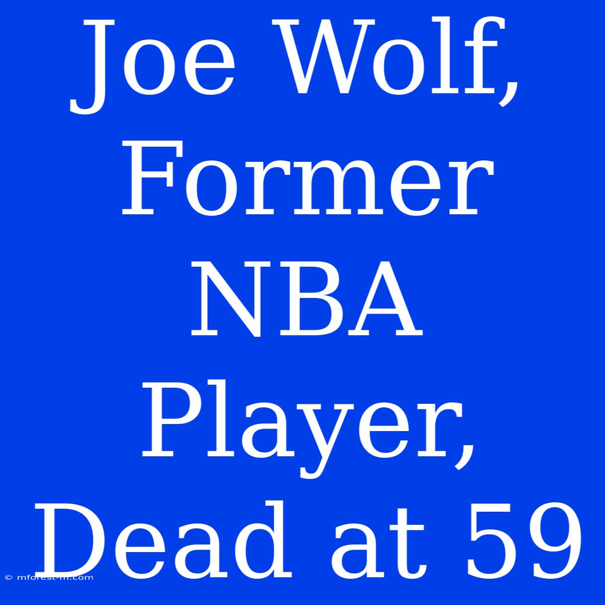 Joe Wolf, Former NBA Player, Dead At 59