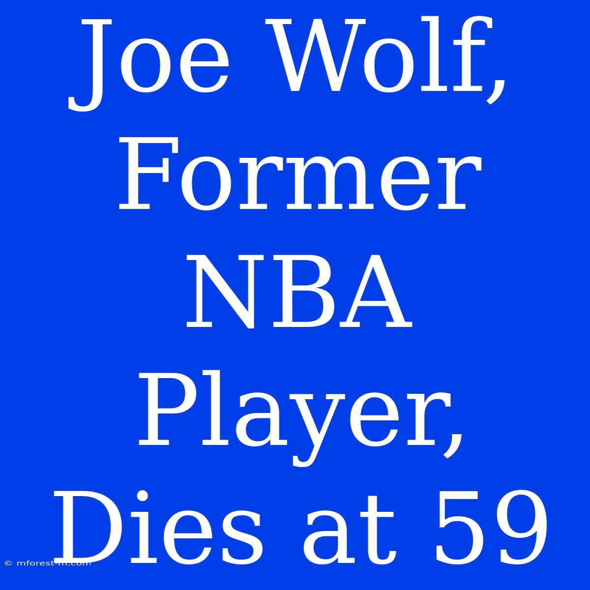 Joe Wolf, Former NBA Player, Dies At 59