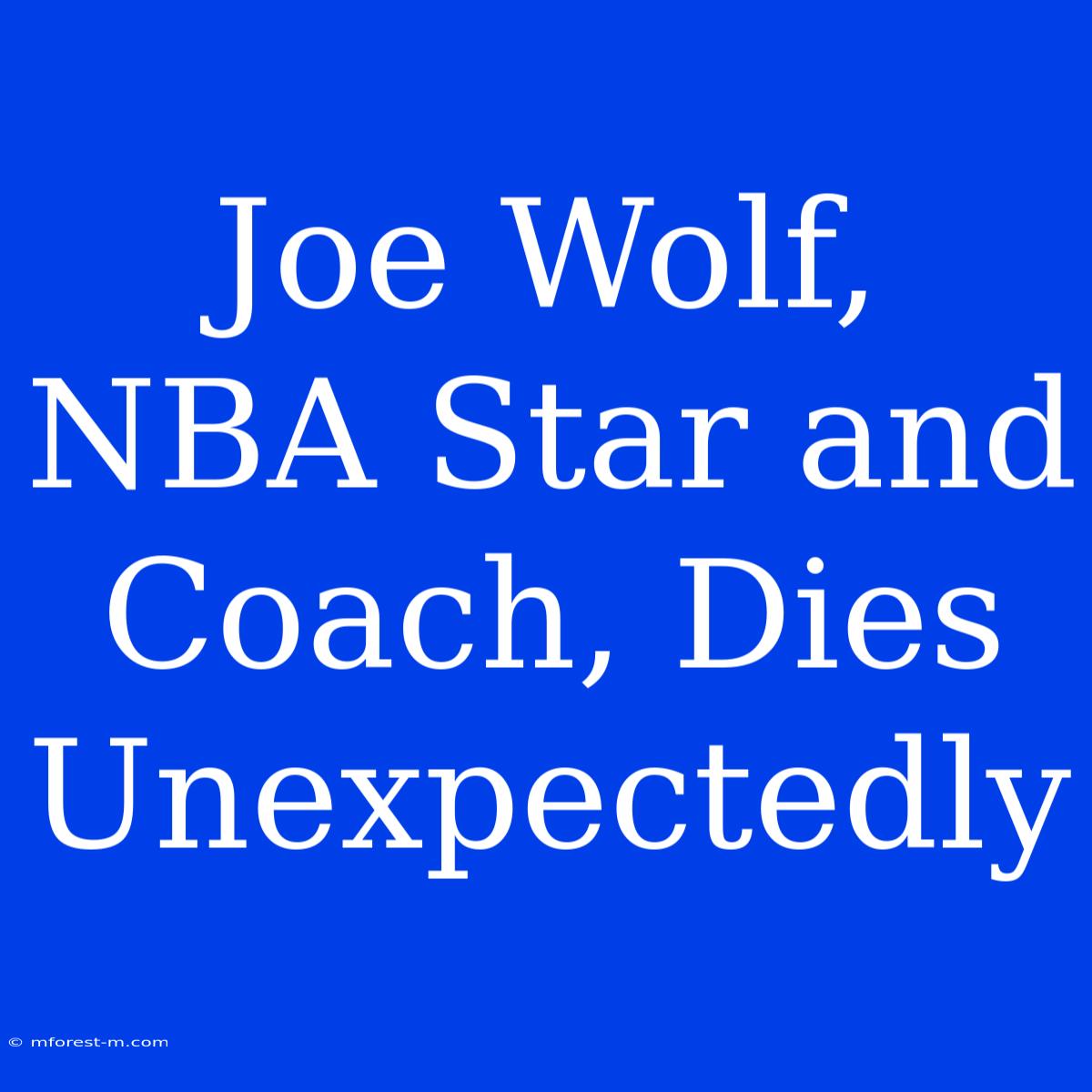 Joe Wolf, NBA Star And Coach, Dies Unexpectedly