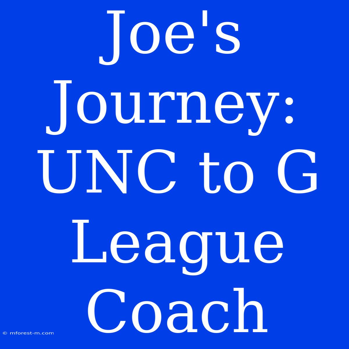 Joe's Journey: UNC To G League Coach