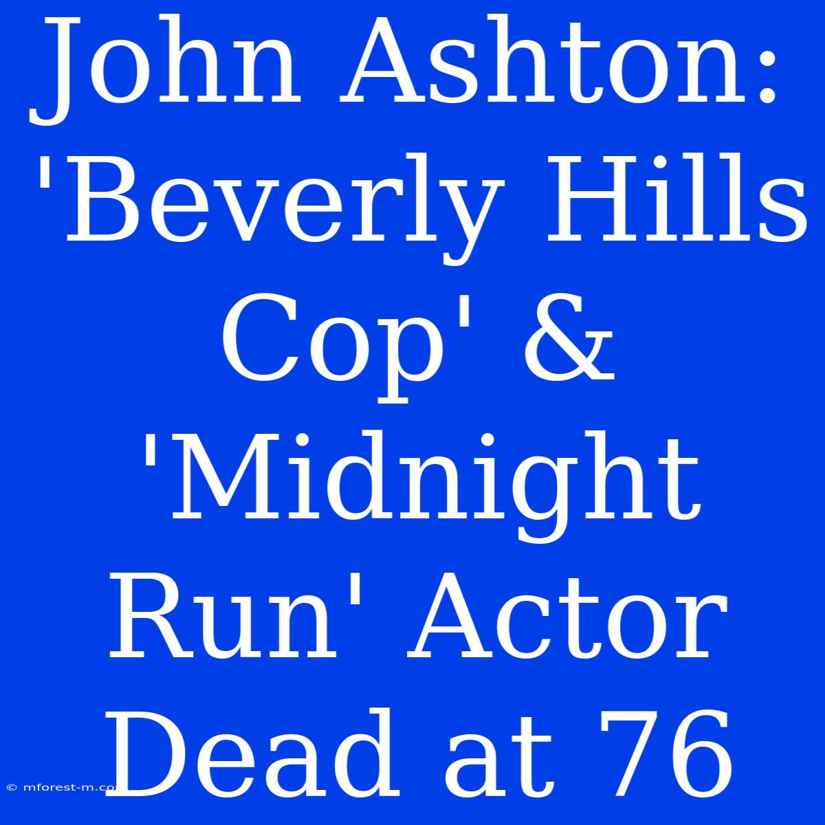 John Ashton: 'Beverly Hills Cop' & 'Midnight Run' Actor Dead At 76