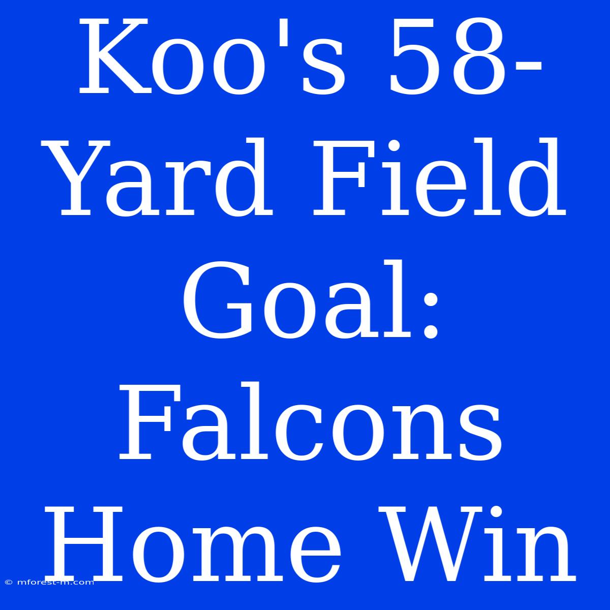 Koo's 58-Yard Field Goal: Falcons Home Win