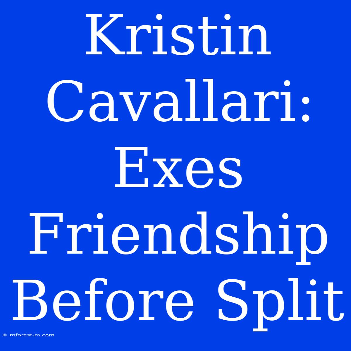 Kristin Cavallari: Exes Friendship Before Split