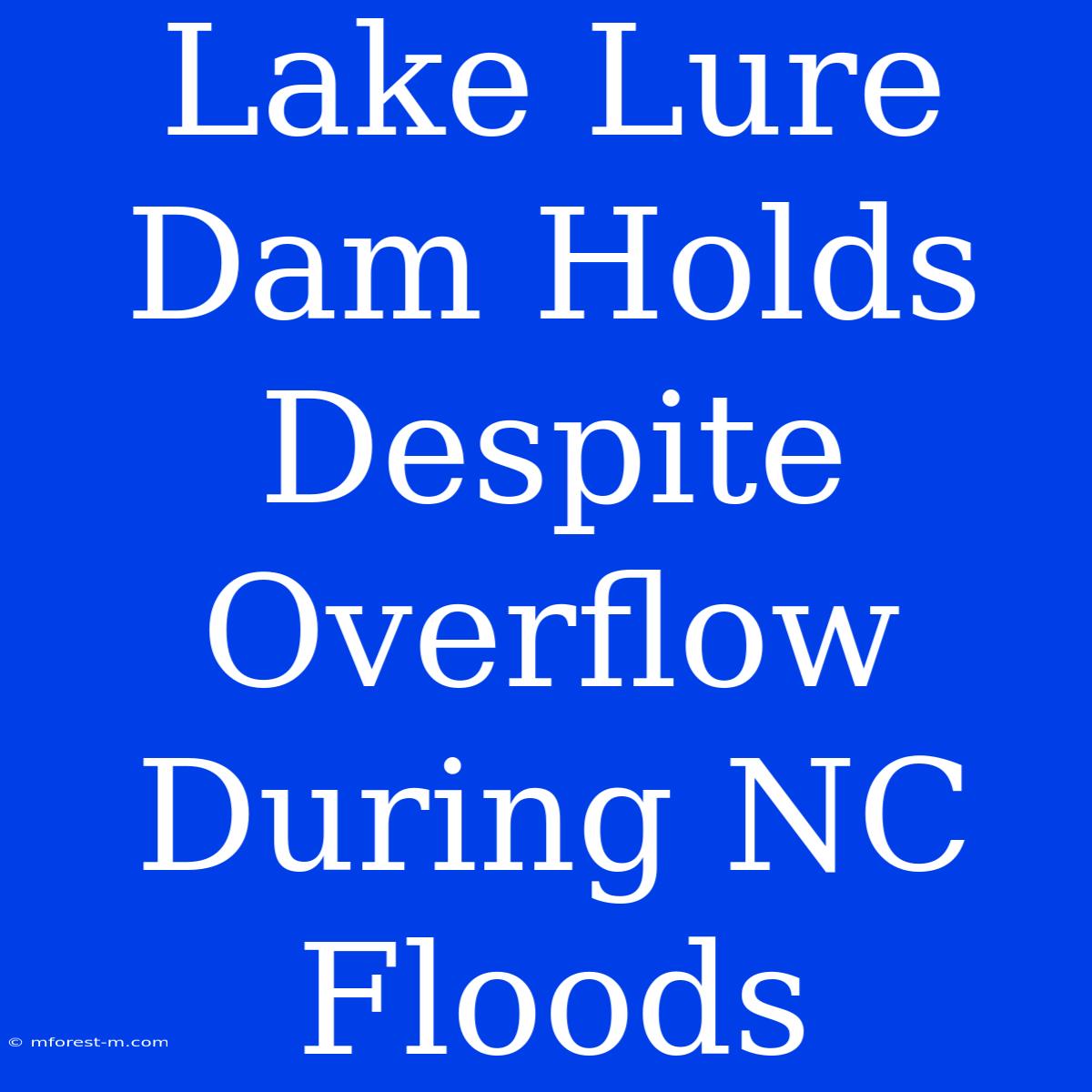 Lake Lure Dam Holds Despite Overflow During NC Floods