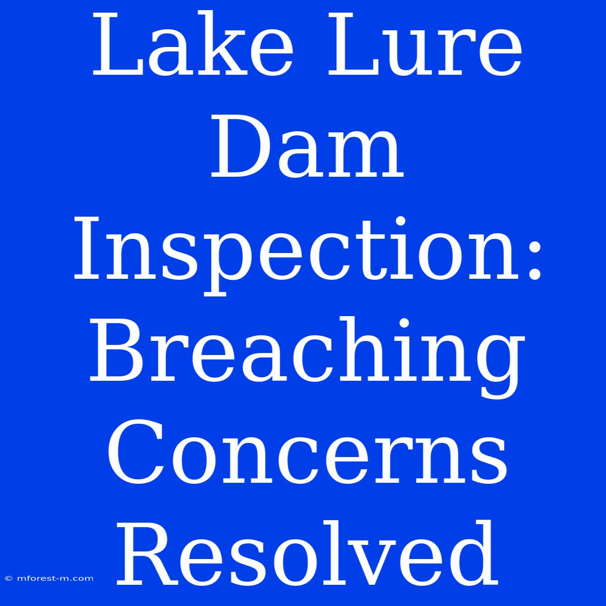 Lake Lure Dam Inspection: Breaching Concerns Resolved 