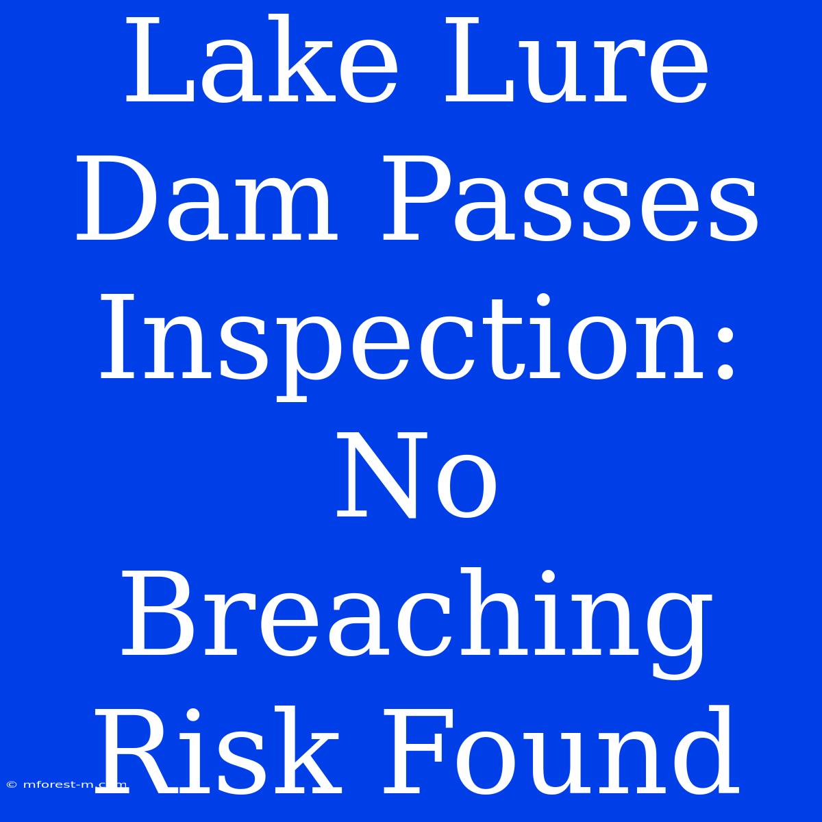 Lake Lure Dam Passes Inspection: No Breaching Risk Found