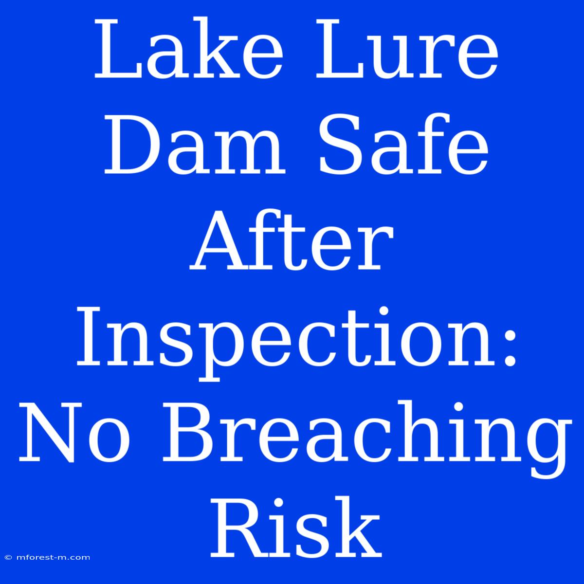 Lake Lure Dam Safe After Inspection: No Breaching Risk