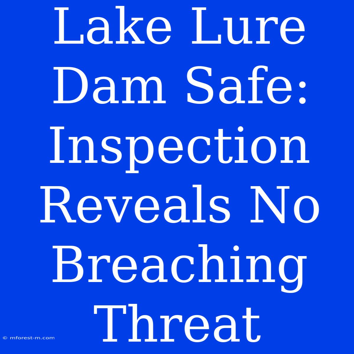 Lake Lure Dam Safe: Inspection Reveals No Breaching Threat