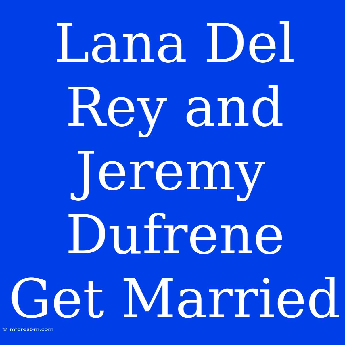 Lana Del Rey And Jeremy Dufrene Get Married