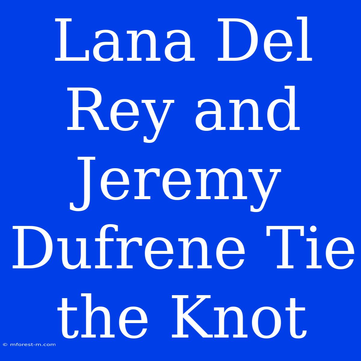 Lana Del Rey And Jeremy Dufrene Tie The Knot 