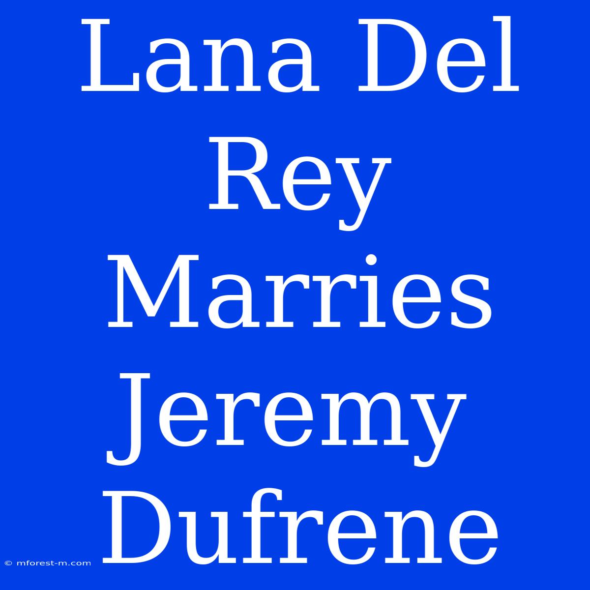 Lana Del Rey Marries Jeremy Dufrene