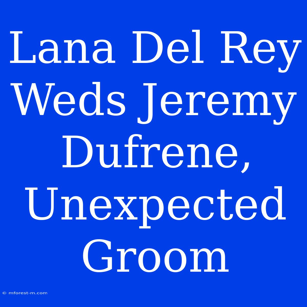 Lana Del Rey Weds Jeremy Dufrene, Unexpected Groom