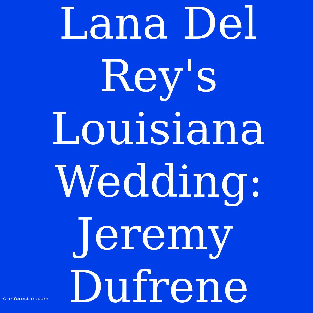 Lana Del Rey's Louisiana Wedding: Jeremy Dufrene