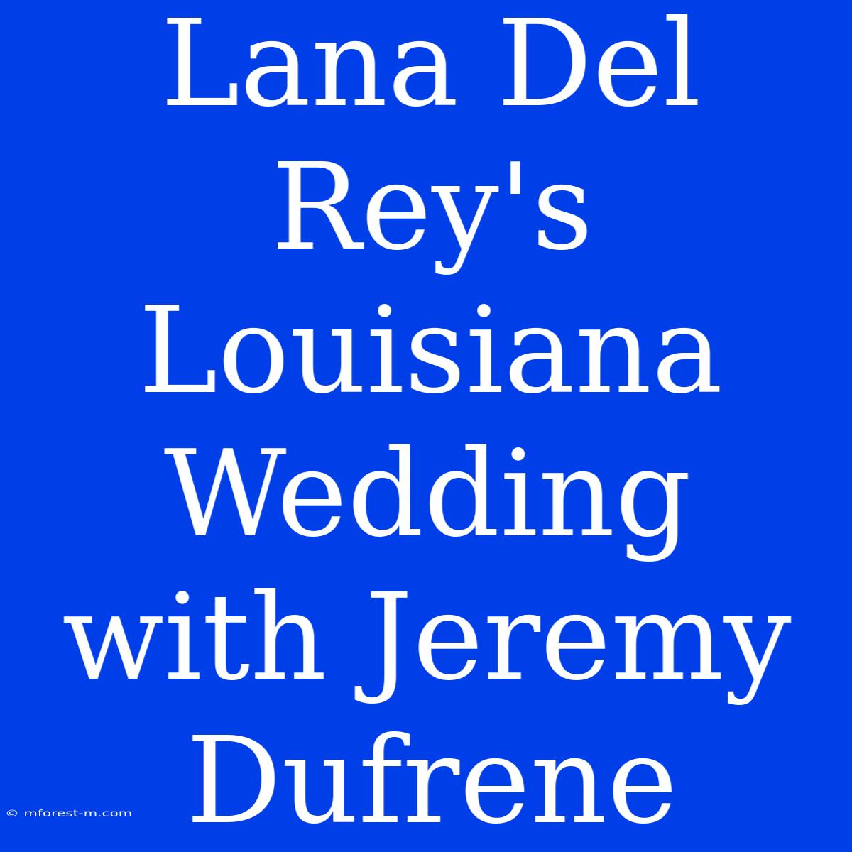 Lana Del Rey's Louisiana Wedding With Jeremy Dufrene