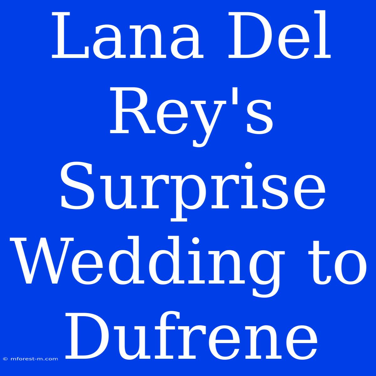 Lana Del Rey's Surprise Wedding To Dufrene