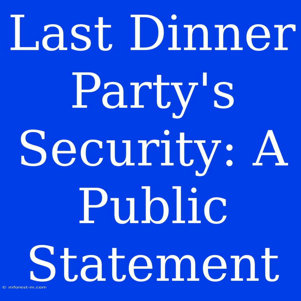 Last Dinner Party's Security: A Public Statement 