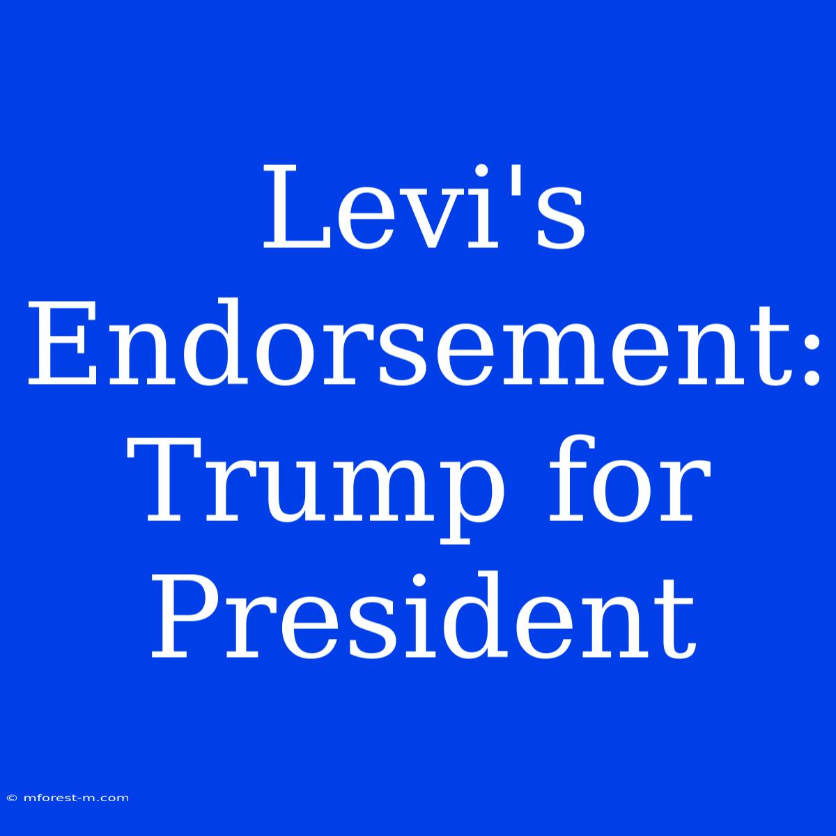 Levi's Endorsement: Trump For President