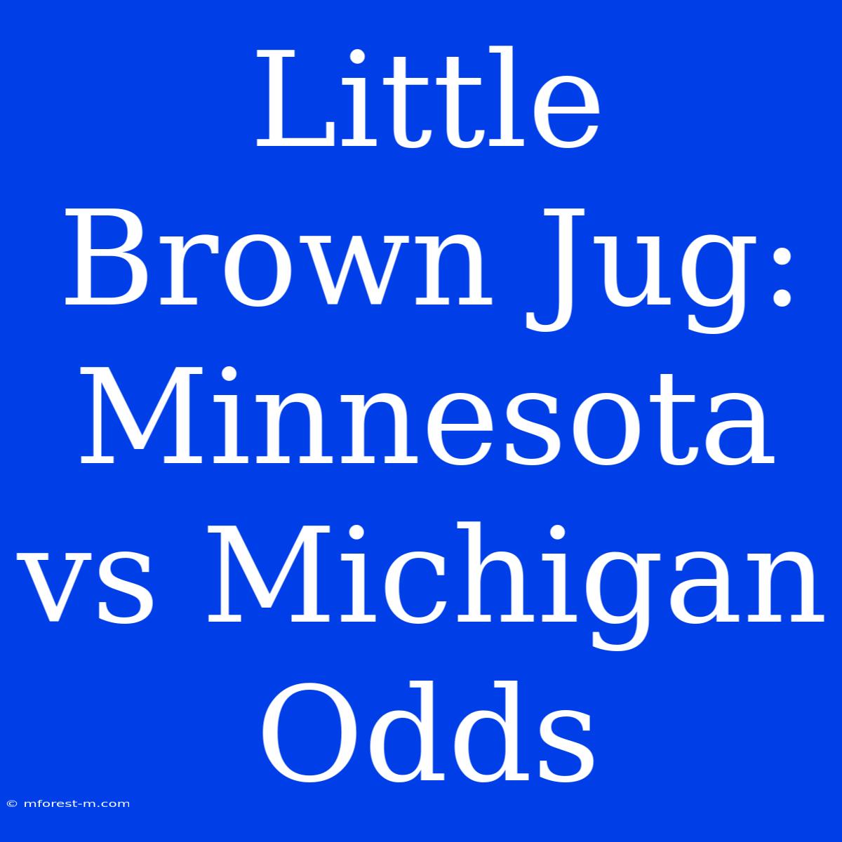 Little Brown Jug:  Minnesota Vs Michigan Odds