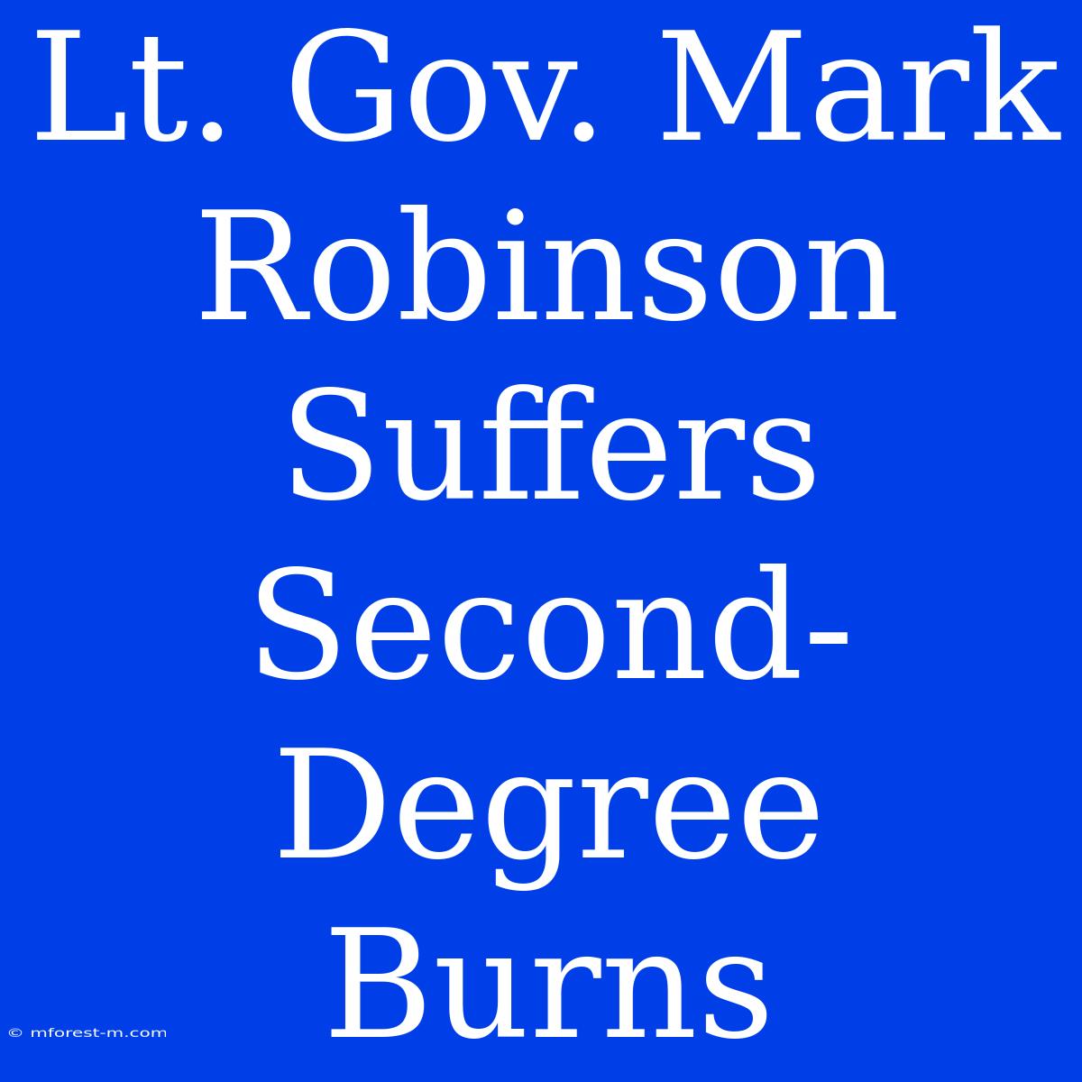 Lt. Gov. Mark Robinson Suffers Second-Degree Burns