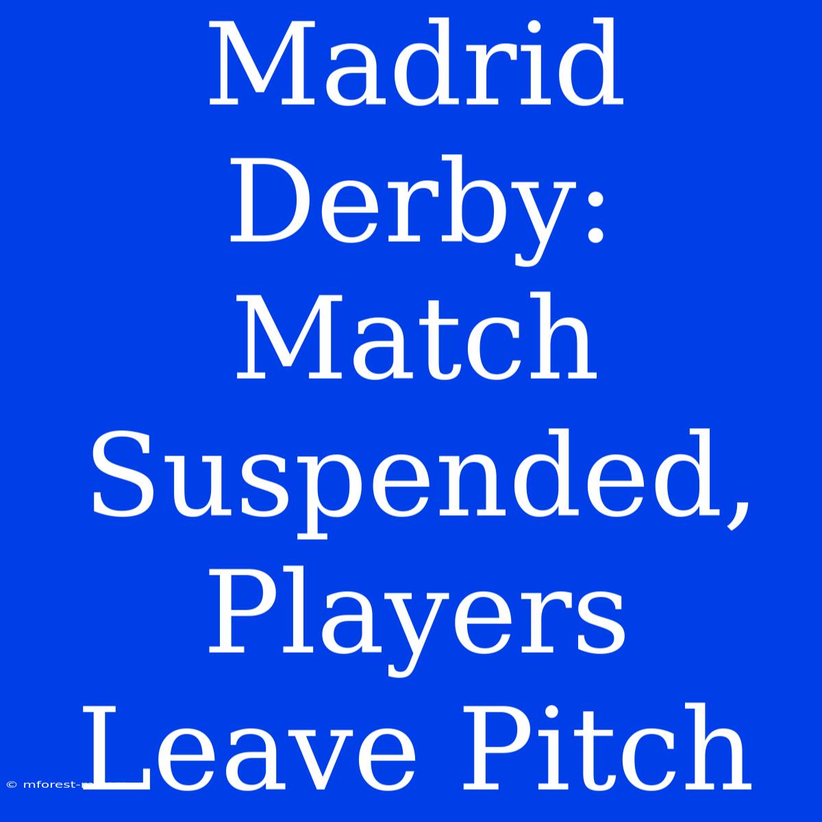 Madrid Derby: Match Suspended, Players Leave Pitch 