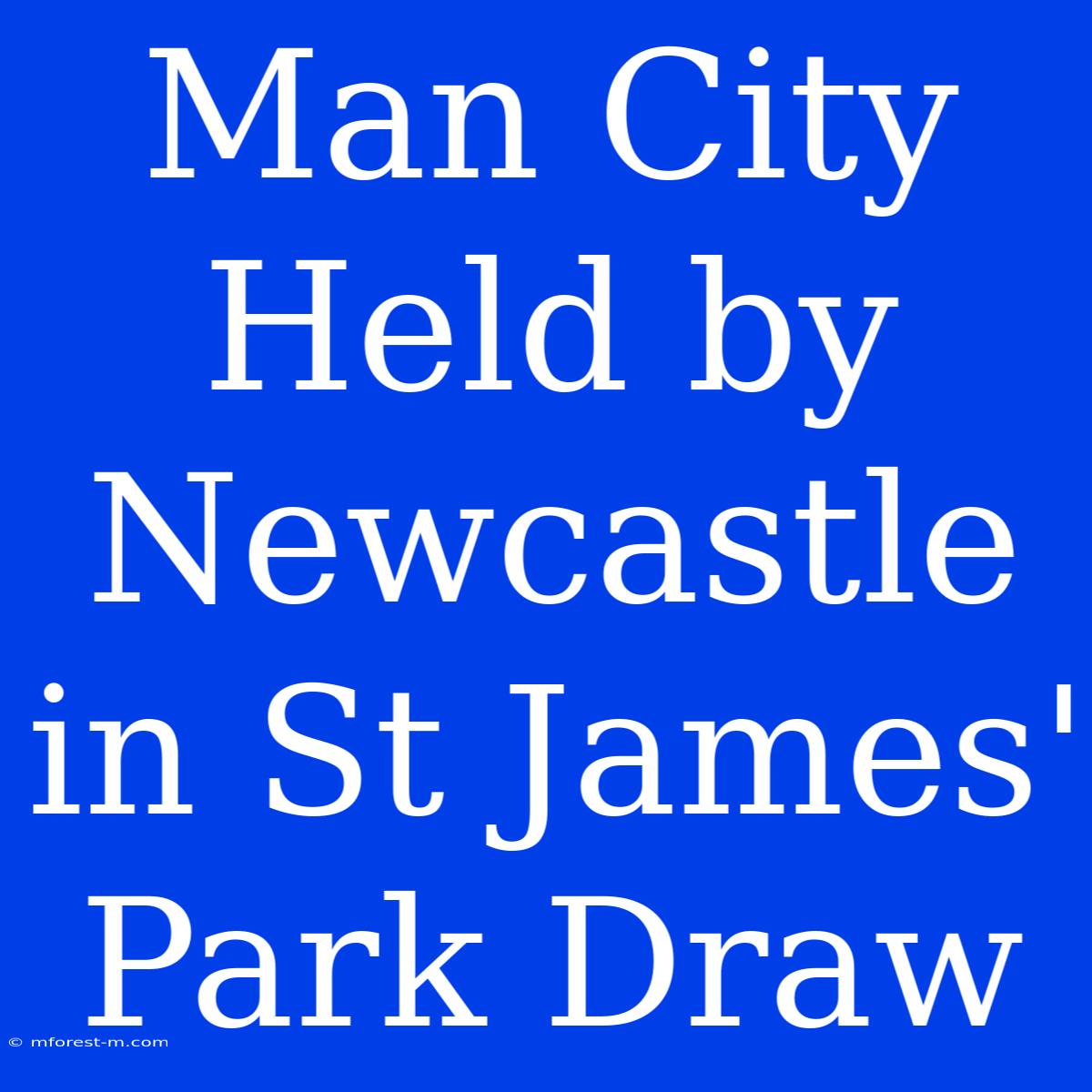 Man City Held By Newcastle In St James' Park Draw