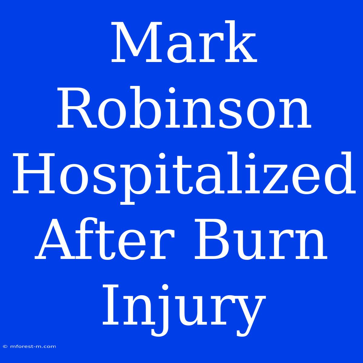 Mark Robinson Hospitalized After Burn Injury