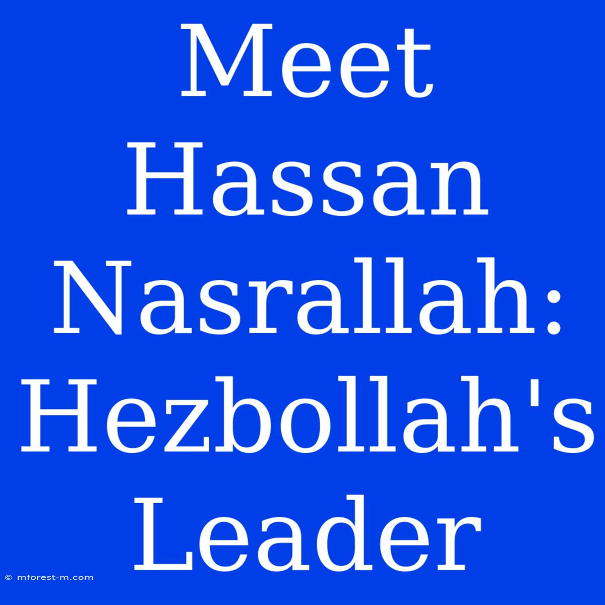 Meet Hassan Nasrallah: Hezbollah's Leader