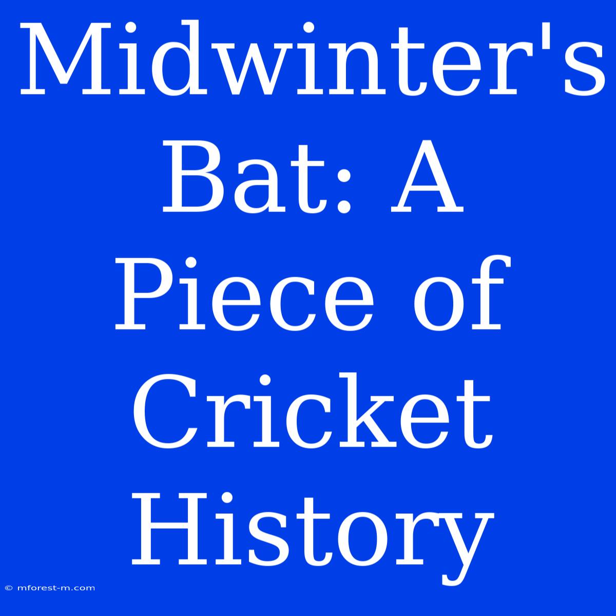 Midwinter's Bat: A Piece Of Cricket History