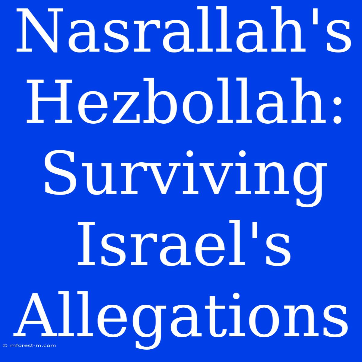 Nasrallah's Hezbollah: Surviving Israel's Allegations