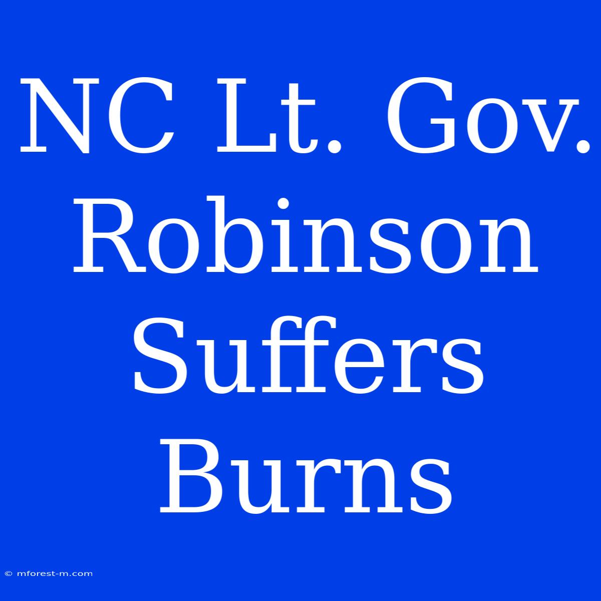 NC Lt. Gov. Robinson Suffers Burns 