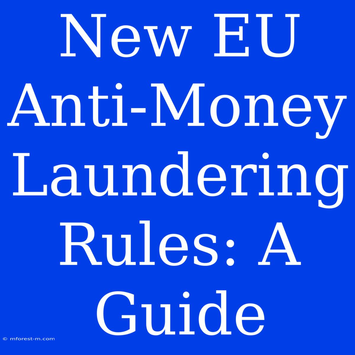 New EU Anti-Money Laundering Rules: A Guide