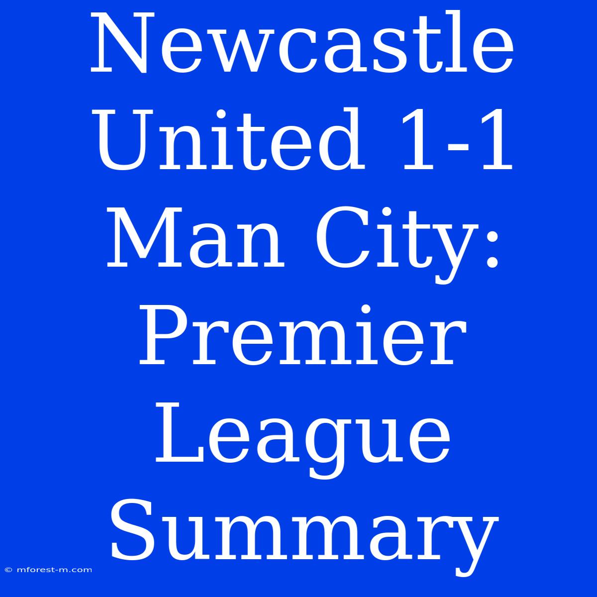 Newcastle United 1-1 Man City: Premier League Summary