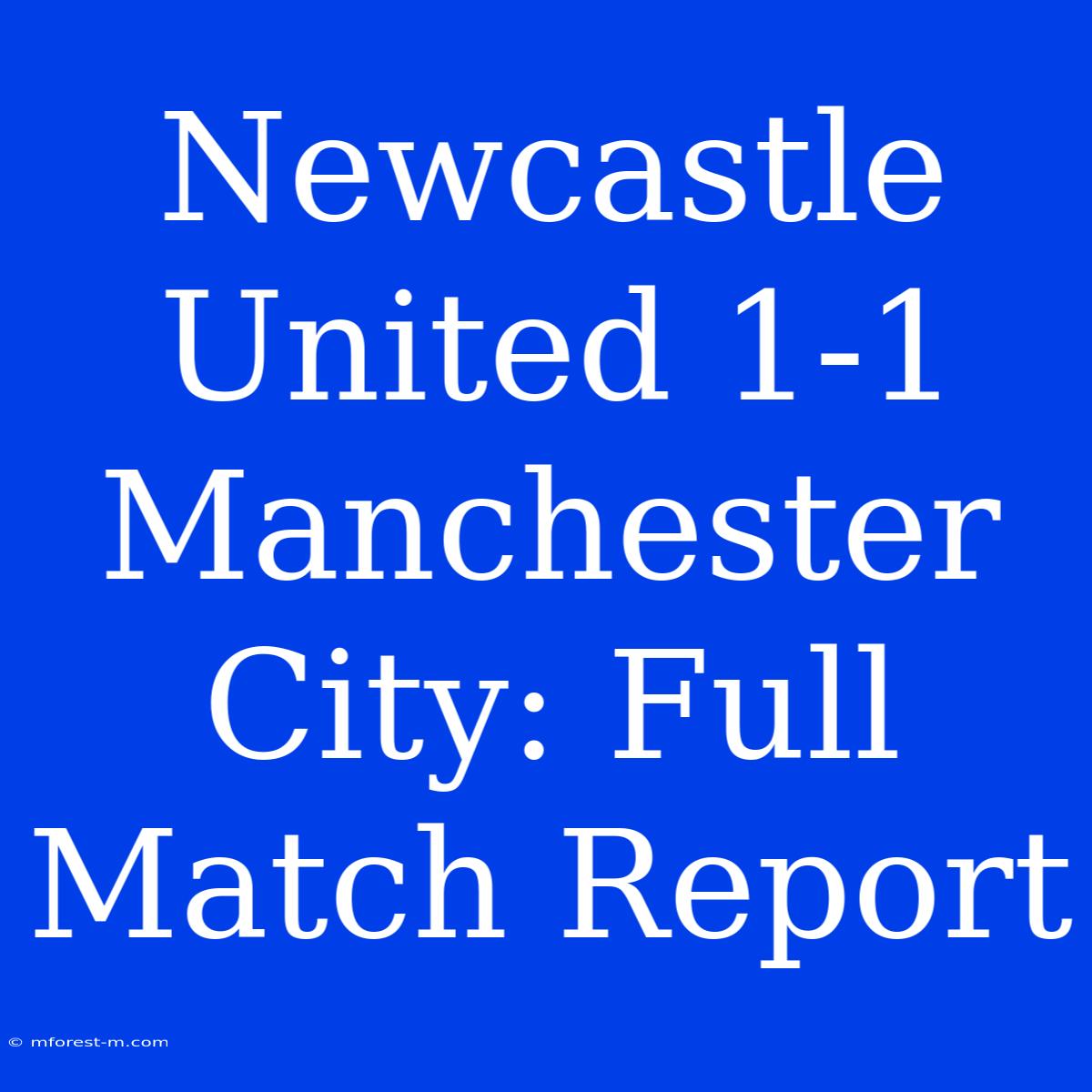 Newcastle United 1-1 Manchester City: Full Match Report