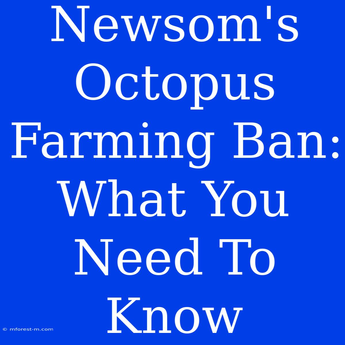 Newsom's Octopus Farming Ban: What You Need To Know