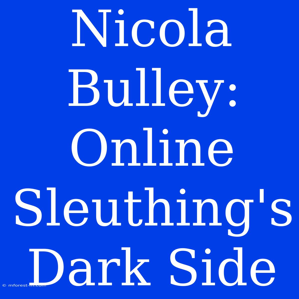 Nicola Bulley: Online Sleuthing's Dark Side