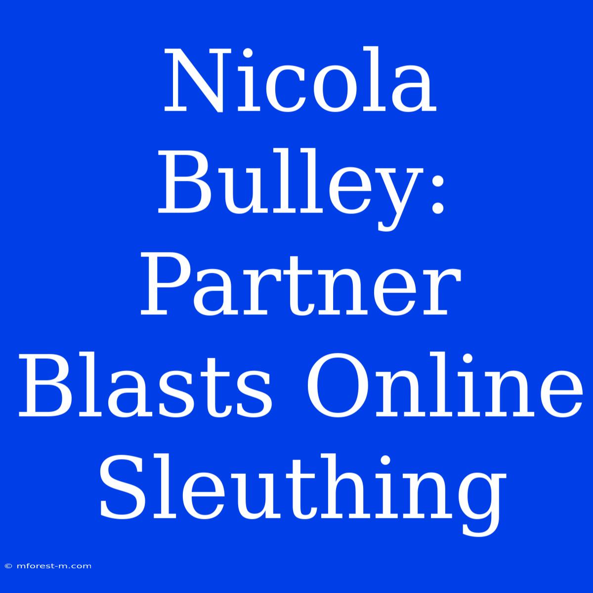 Nicola Bulley: Partner Blasts Online Sleuthing